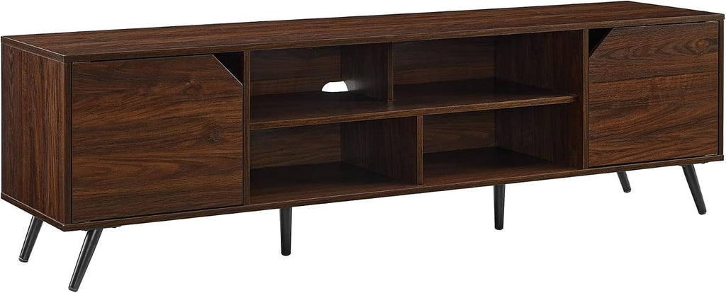 Walker Edison Nora Modern Minimal Open-Shelf TV Stand for TVs up to 80 Inches, 70 Inch, Dark Walnut