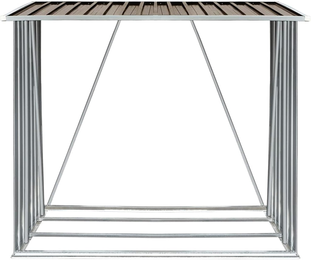Gecheer Firewood Rack Brackets Garden Log Storage Shed Galvanized Steel 64.2'x32.7'x60.6' Brown