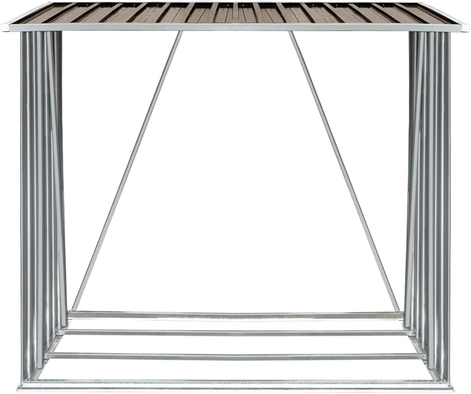 Gecheer Firewood Rack Brackets Garden Log Storage Shed Galvanized Steel 64.2'x32.7'x60.6' Brown