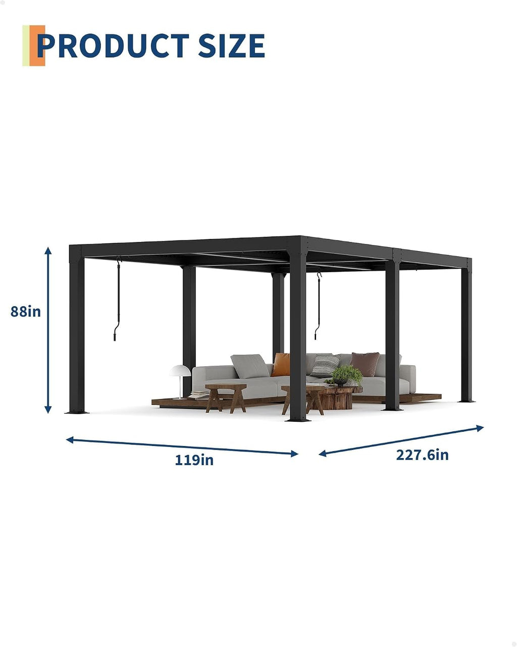 Louvered Pergola 10Ft x 20Ft - Adjustable Aluminum Hardtop Gazebo with Integrated Drainage, Waterproof Outdoor Patio Cover for Deck, Backyard