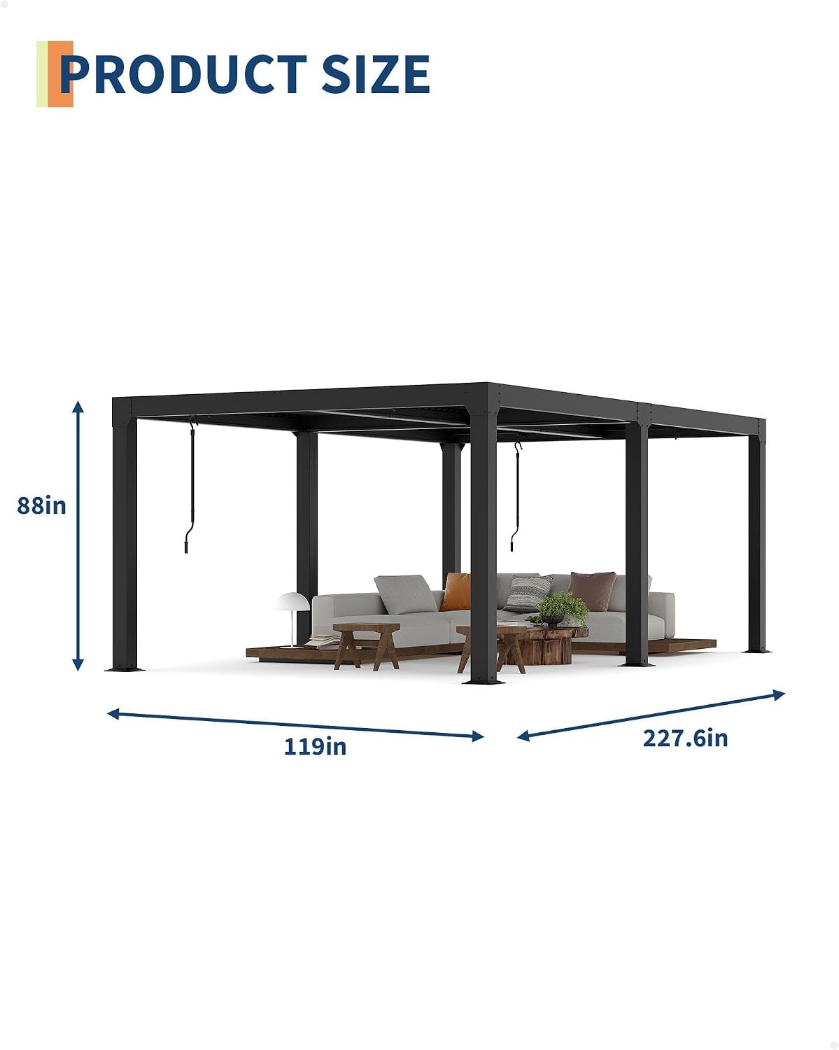 Louvered Pergola 10Ft x 20Ft - Adjustable Aluminum Hardtop Gazebo with Integrated Drainage, Waterproof Outdoor Patio Cover for Deck, Backyard