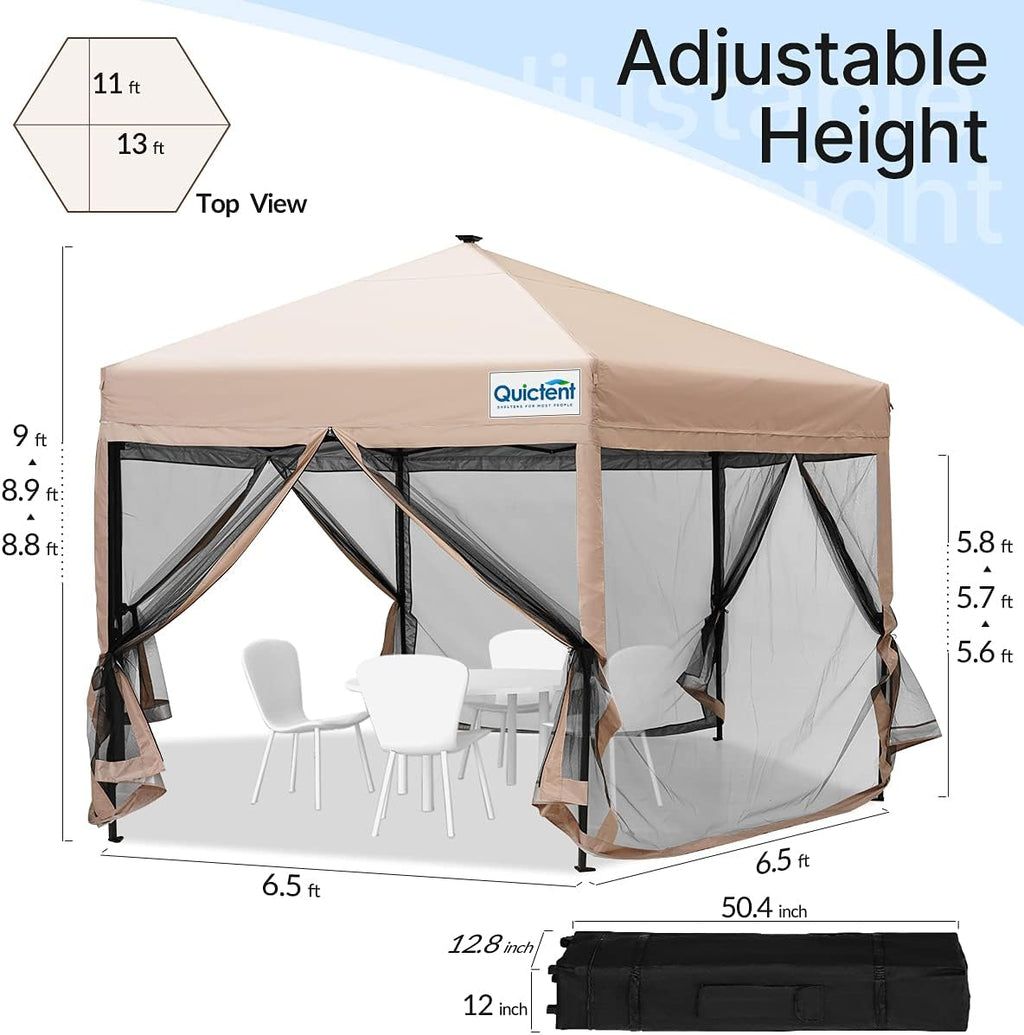 Quictent 13'x13' Pop up Screened Canopy Tent with Mosquito Netting, Portable Easy up Outdoor Screen House Shelter for Patio, Camping and Picnic, Includes Wheeled Carry Bag