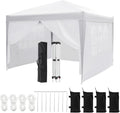 Garvee 10X10 Ft Instant Pop-Up Canopy Tent with 4 Sidewalls, Waterproof Portable Gazebo Shelter for Outdoor Camping, Beach, Backyard Parties & Events,White