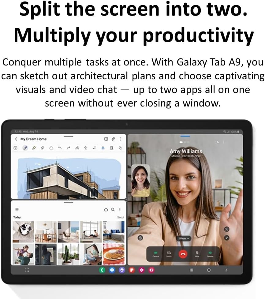 SAMSUNG Galaxy Tab A9 4G LTE (64GB, 4GB, Cellular) 8.7' Android Tablet, Octa-core (6nm), Dual Speakers (International Model Fully Unlocked for US & Global) X115 (Navy) (Renewed)
