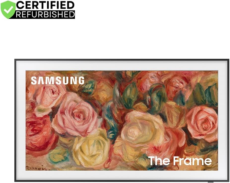 Samsung (Refurbished QN75LS03DAFXZA 75 inch The Frame QLED 4K Smart TV 2024 Bundle with 2 YR CPS Enhanced Protection Pack (Renewed)