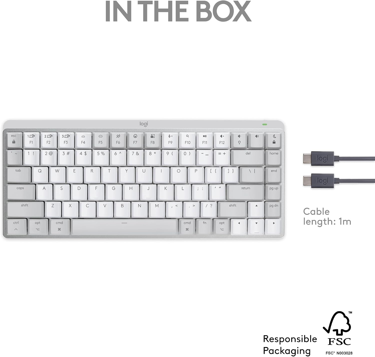 Logitech MX Mechanical Mini for Mac Wireless Illuminated Keyboard, Low-Profile Performance Switches, Tactile Quiet Keys, Backlit, Bluetooth, USB-C, Apple, iPad - Pale Grey