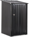 3x3 FT Outdoor Storage Shed, Metal Steel Garden Shed with Single Lockable Door, Small Shed Outdoor Steel Utility Tool Shed, Storage House Waterproof for Backyard Patio, Garden, Lawn, Dark Gray