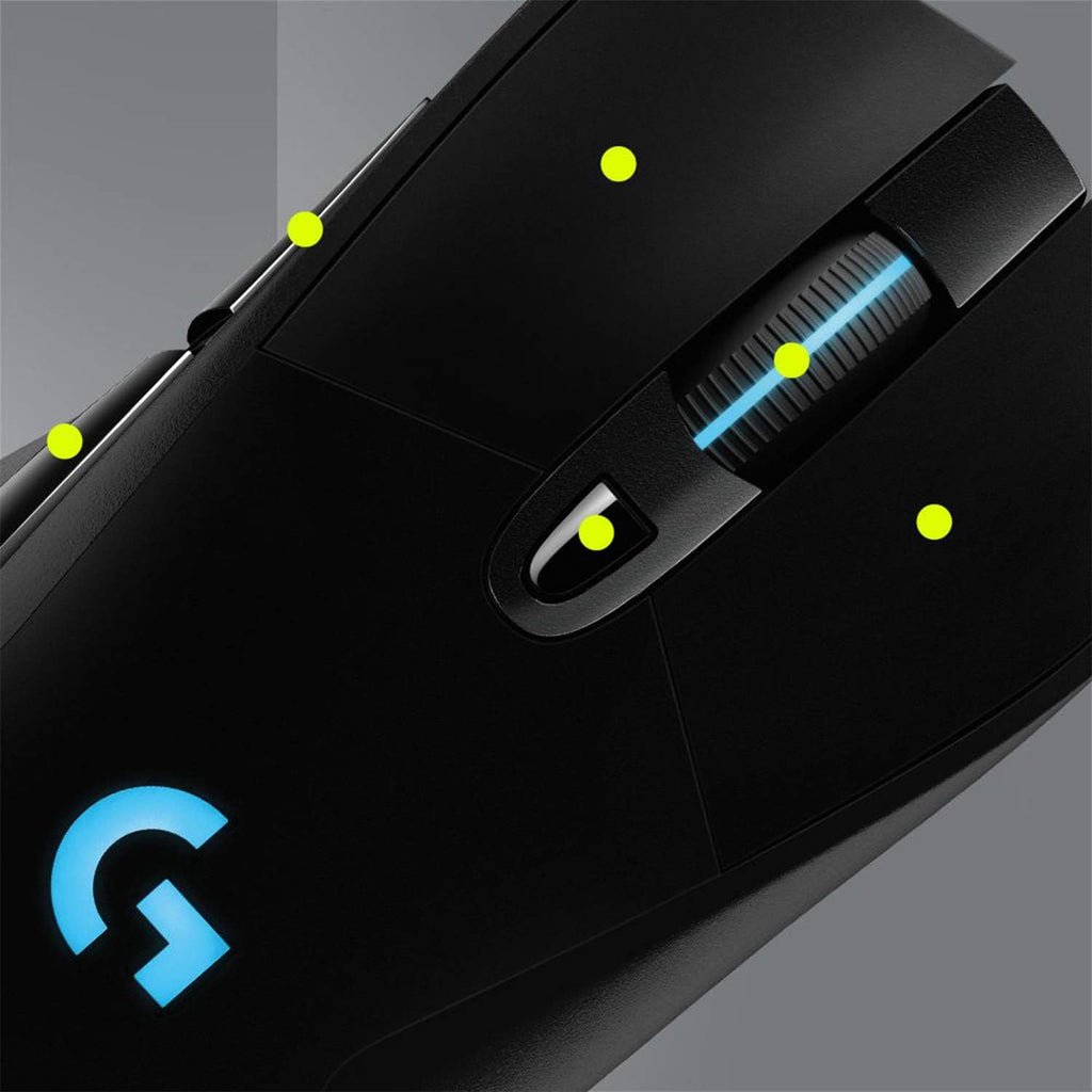 Logitech G703 Lightspeed Wireless Gaming Mouse | Hero Sensor, 25k DPI, 6 Programmable Buttons, RGB Lighting, Rubber Grip, Adjustable Weight, PC/Mac | with Signature Series Charging Dock