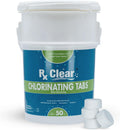 Rx Clear 1' Inch Chlorine Tabs | 50 Pounds | Use Tablets as Bactericide, Algaecide, & Disinfectant in Swimming Pools | Stabilized, Long Lasting, Slow Dissolving, & UV Protected