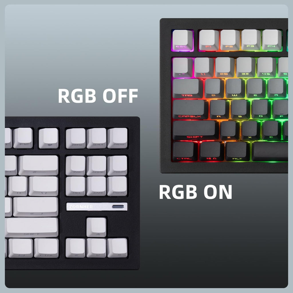 ZORNHER ZH870 Wireless Mechanical Gaming Keyboard,80% Black Custom Creamy Sound Keyboard with Shine Through PBT Keycaps,Pre-lubed Linear Switches,Hot-Swappable,RGB Backlit,2.4GHz/USB-C/BT5.0
