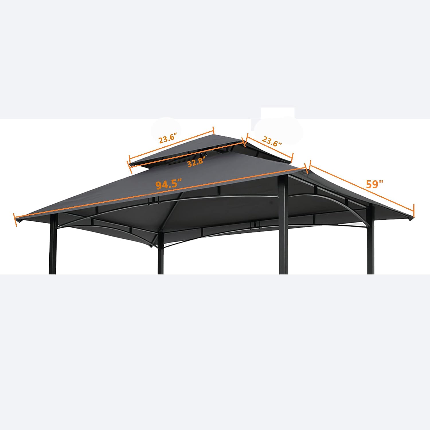 Replacement Canopy for 8x5 FT Grill Gazebo, Double Tiered BBQ Tent Roof Cover Only, UV & Water Repellent Polyester Fabric (Gray)