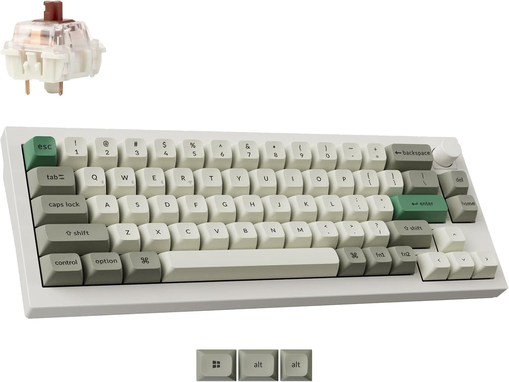 Keychron Q2 Max Wireless Custom Mechanical Gaming Keyboard, QMK/VIA Programmable Knob 2.4 GHz/Bluetooth 5.1/Wired, 65% Compact RGB Hot-Swap with Gateron Brown Switch for Mac Windows Linux - White