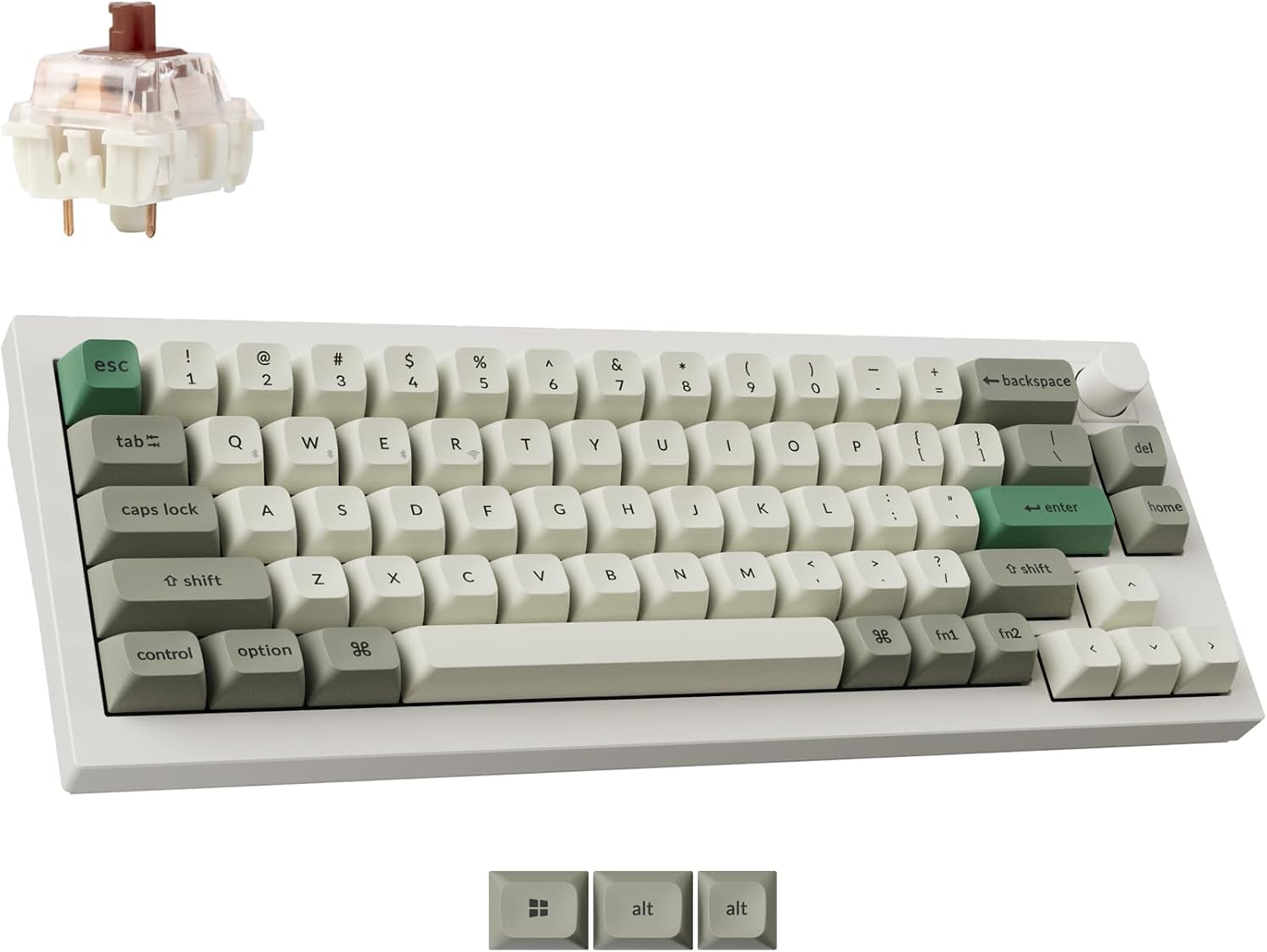 Keychron Q2 Max Wireless Custom Mechanical Gaming Keyboard, QMK/VIA Programmable Knob 2.4 GHz/Bluetooth 5.1/Wired, 65% Compact RGB Hot-Swap with Gateron Brown Switch for Mac Windows Linux - White