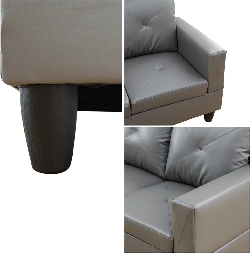 L-Shaped Sectional Sofa, Modern Sectional Couches Home Sofas for Living Room with Movable Chaise, Modular Living Room Sets Furniture for Apartment Bedroom & Office, Dark Grey