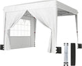 Outsunny 10 x 10 ft Pop Up Canopy Tent with Sidewalls, UPF50+ Outdoor Portable Instant Canopy Shelter with Carry Bag, Sandbags, Adjustable Height for Parties, Events, Camping, White