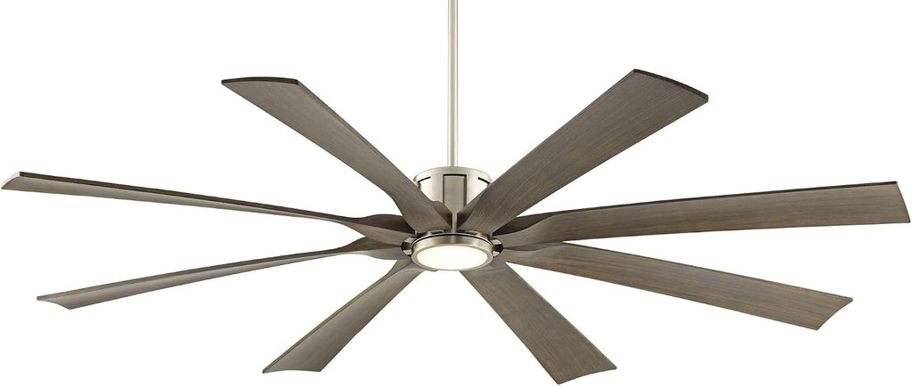 Possini Euro Design 70' Defender Modern Large Outdoor Ceiling Fan with LED Light Remote Control Brushed Nickel Weathered Oak Blades Dimmable Damp Rated for Patio Exterior Roof Porch Gazebo Barn