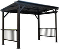 6.5x12FT Hardtop Grill Gazebo, Outdoor BBQ Gazebo with 2 Side Shelves and Sloping Galvanized Steel Roof, Metal Permanent Grill Canopy with Ceiling Hooks for Patio, Lawn, Backyard, Deck, Gray