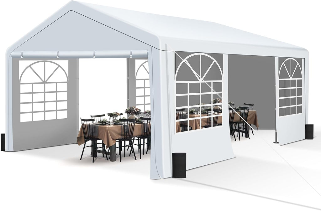 13'x20' Party Tent Heavy Duty, Wedding Tent with Removable Sidewall & 4 Sand Bags, Outdoor Events for Wedding, Birthday Party (13' x 20')