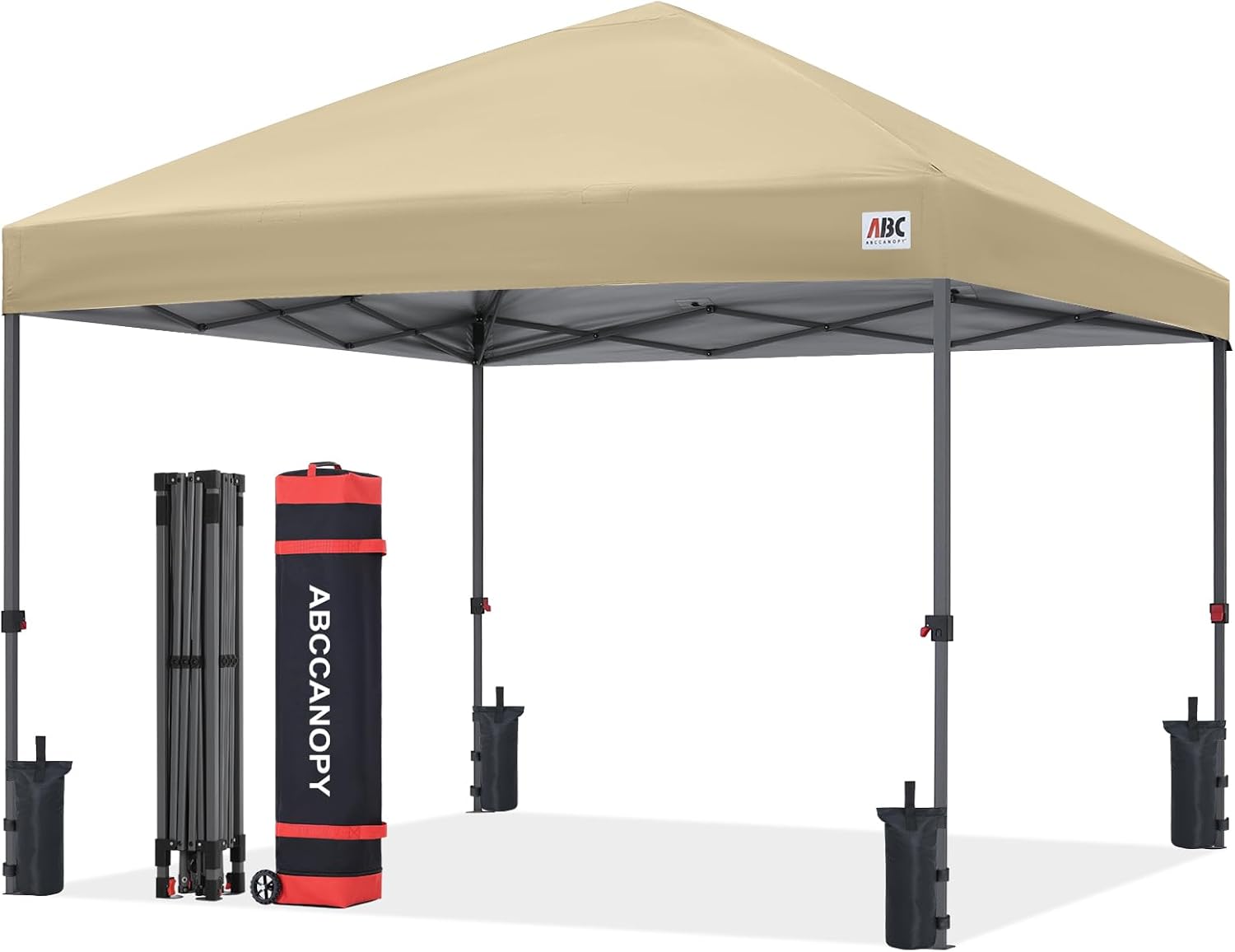 ABCCANOPY Pop Up Canopy - Outdoor Patio Portable Canopy Tent Heavy Duty for Backyard and Deck with 4 Sandbags(Beige, 5x5)