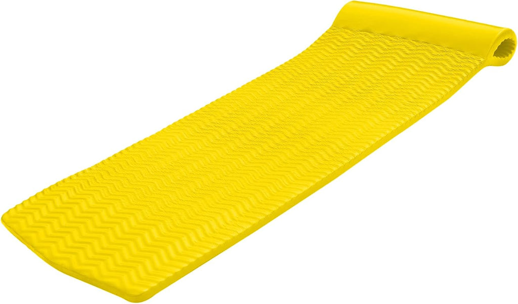 TRC Recreation Serenity 1.5' Thick Vinyl Coated Foam Swimming Pool Float Mat Adult Lounger with Built-in Roll Pillow