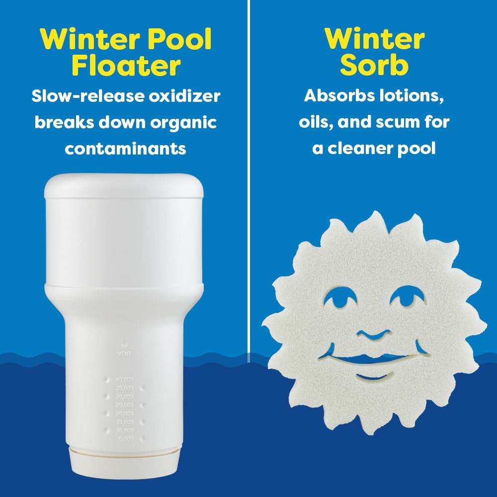 In The Swim Swimming Pool Winterization Bundle: Includes a 15'x30' Oval Economy Swimming Pool Winter Cover, 15k Gallon Pool Winter Closing Kit, and 4.5'x15' Air Pillow