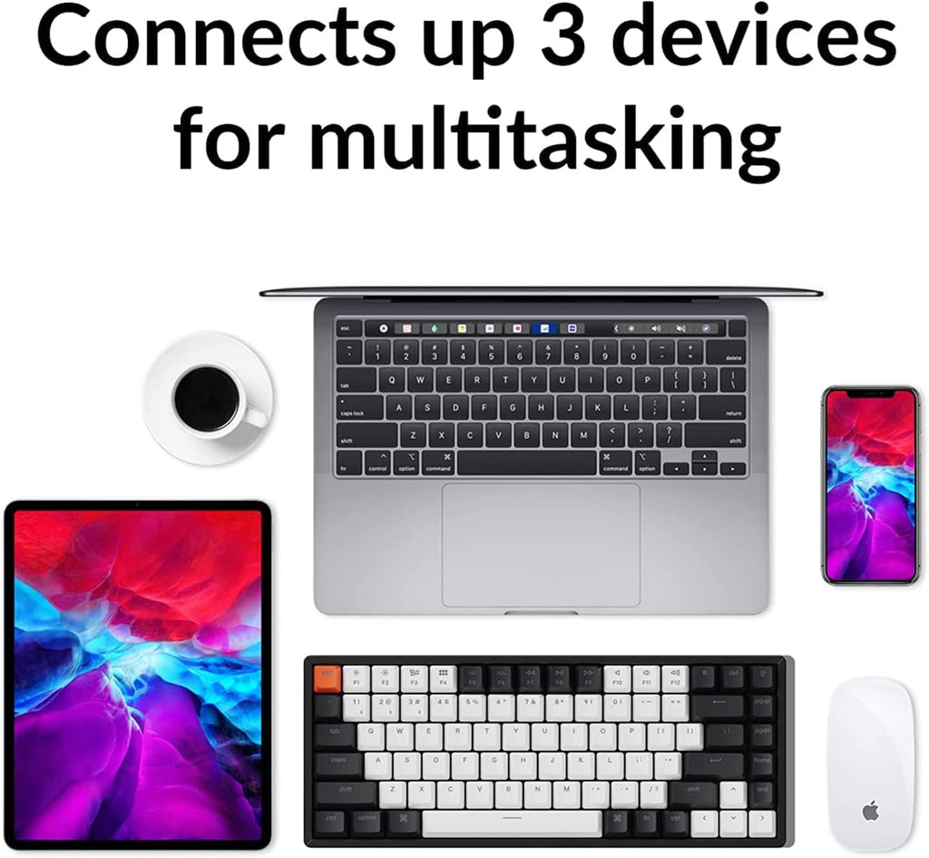 Keychron K2 Wireless Bluetooth/USB Wired Gaming Mechanical Keyboard, Hot-swappable 75% Layout 84 Keys RGB LED Backlight, Aluminum Frame for Mac Windows, Gateron G Pro Brown Switch, Version 2