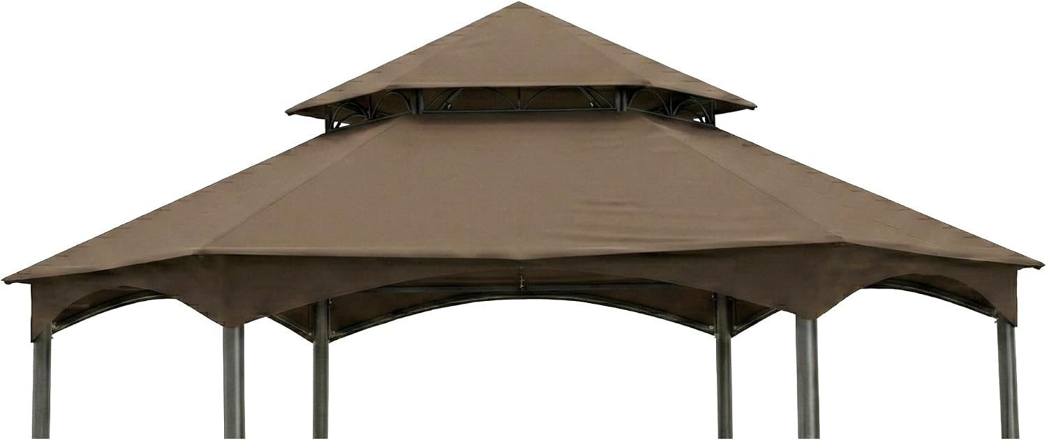 Garden Winds Reinforced Replacement Canopy Top Cover Compatible with The L-GZ793PST-A, 810213584, 810325261 Southbay Hexagon Gazebo - Classic Brown, Riplock 350