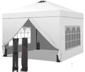 GDY 12x12 Pop Up Canopy Tent with 4 Sidewalls, Easy Set up with One Push Lift Gazebo with Wheel Bag and4 Sandbags,Carpas for Events, Parties,Camping, White.