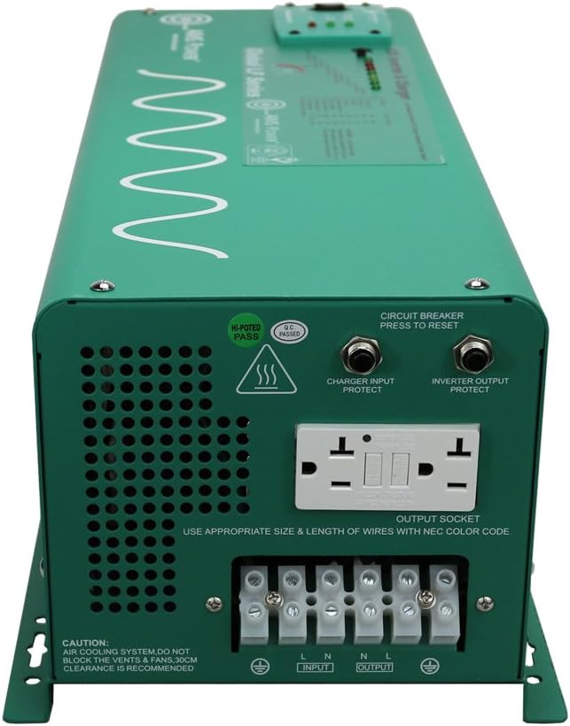 AIMS Power 2500 Watt 12 VDC Pure Sine Inverter Charger 120 VAC Output 85A Charger 30A Transfer Switch PICOGLF25W12V120AL