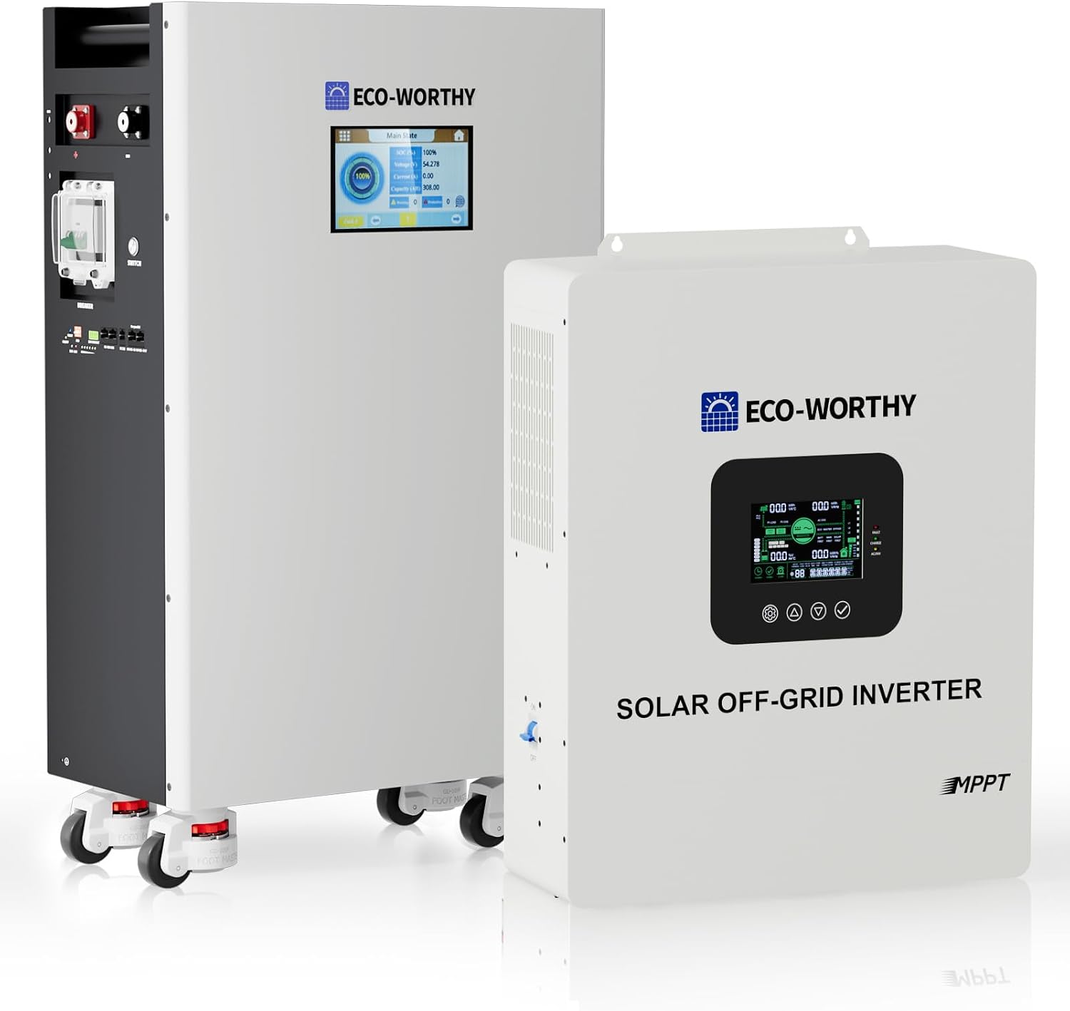 ECO-WORTHY Energy Storage System, Powermega 48V 314Ah(V2) LiFePO4 Battery with 5kW Inverter, Active Balancing BMS, Built-in Bluetooth and WiFi, Communication-Ready for Home Backup, Emergency Use