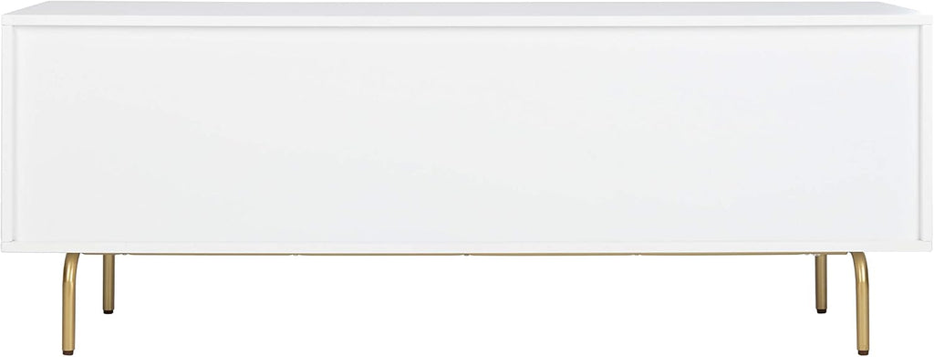 SAFAVIEH Genevieve TV Stand for up to 65' Flatscreen – Walnut & White, Mid-Century Modern Storage Cabinet, Entertainment Media Console (MED5000A)
