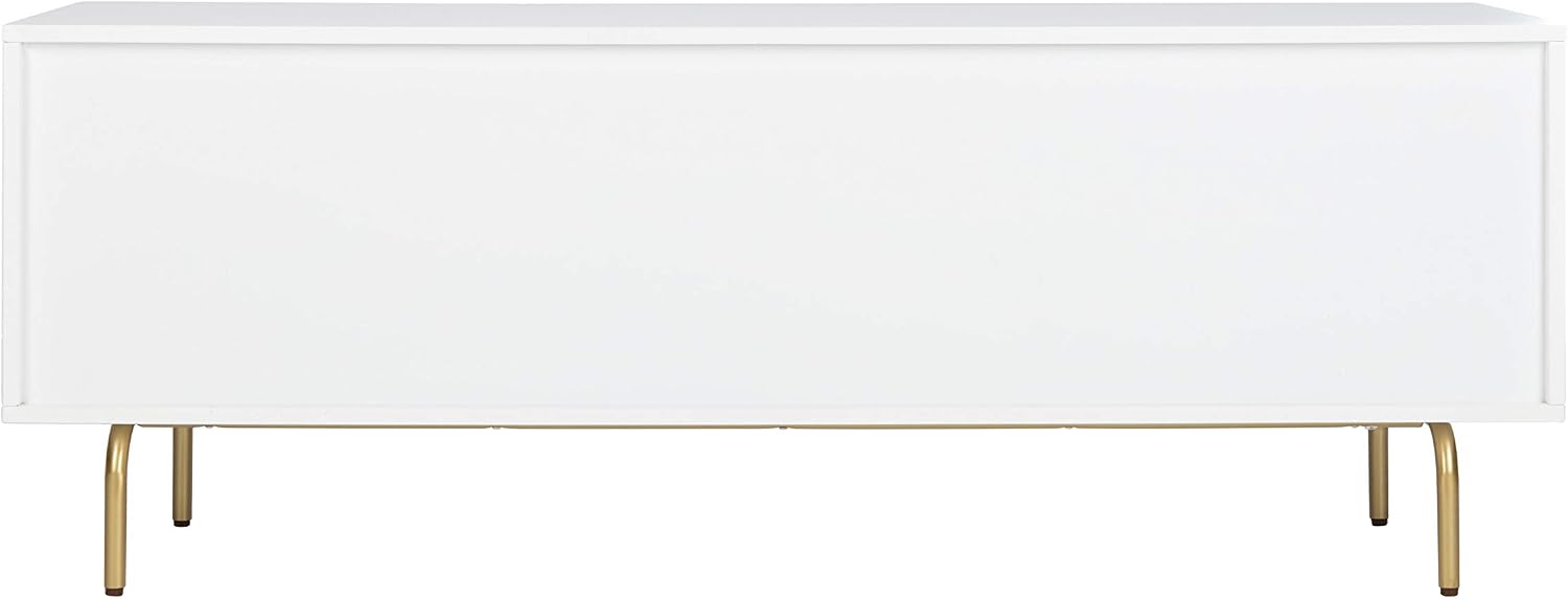 SAFAVIEH Genevieve TV Stand for up to 65' Flatscreen – Walnut & White, Mid-Century Modern Storage Cabinet, Entertainment Media Console (MED5000A)