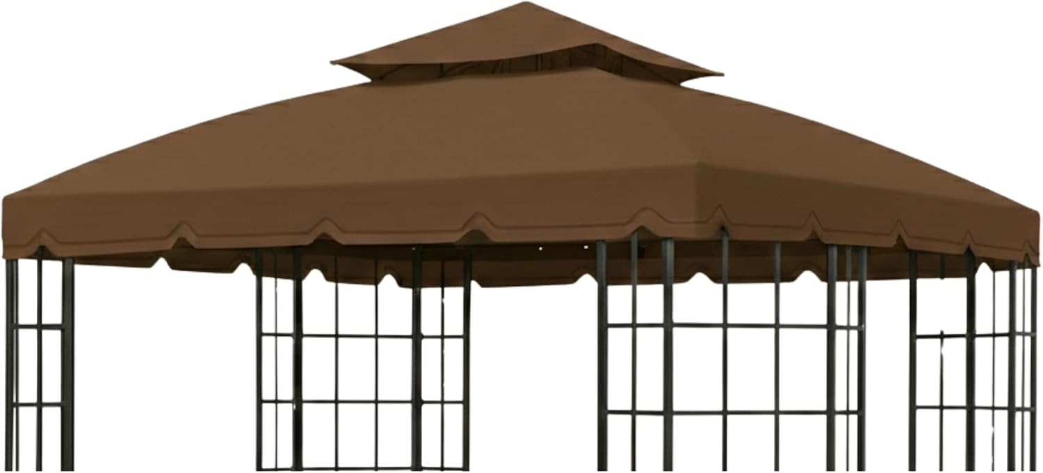 Garden Winds Reinforced RipLock 350 Replacement Canopy Top Cover Compatible with Bay Window 10' x 12' Gazebo Models L-GZ120PST-2, L-GZ120PST-2D - Nutmeg