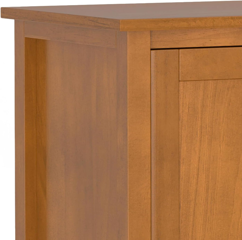 SIMPLIHOME Warm Shaker TV Stand - 60 inch Wide Solid Wood Media Console in Light Golden Brown, Transitional Entertainment Center for Living Room for TVs up to 65 Inches with Cable Management