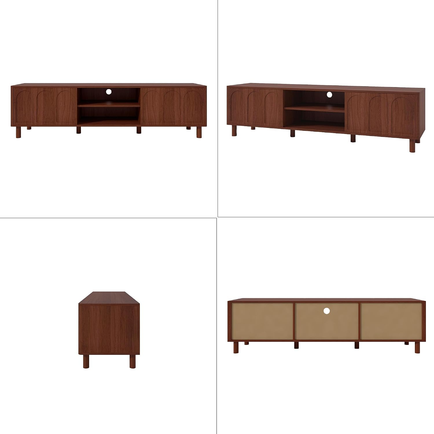TV Stand for TVs up to 70'', Entertainment Center with Large Storage for Living Room, Media Console with Sliding Doors and Adjustable Shelves, Modern TV Cabinet for Game Consoles and Decor(Walnut)