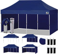 Eurmax USA 10x20 Pop Up Canopy Tent,Commercial Tent with Patented No-Tip Rolling Bag,4 Zippered Removable Walls,UV & Water Resistant Canopy Top,Heavy Duty Outdoor Gazebo,Instant Shelter(Navy Blue)