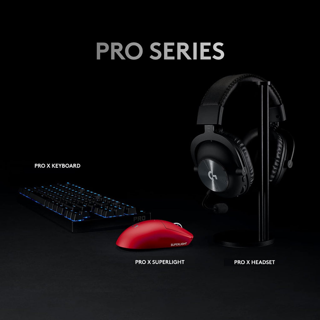 Logitech G PRO X Superlight Wireless Gaming Mouse, Ultra-Lightweight, Hero 25K Sensor, 25,600 DPI, 5 Programmable Buttons, Long Battery Life, Compatible with PC/Mac - Red (Renewed)