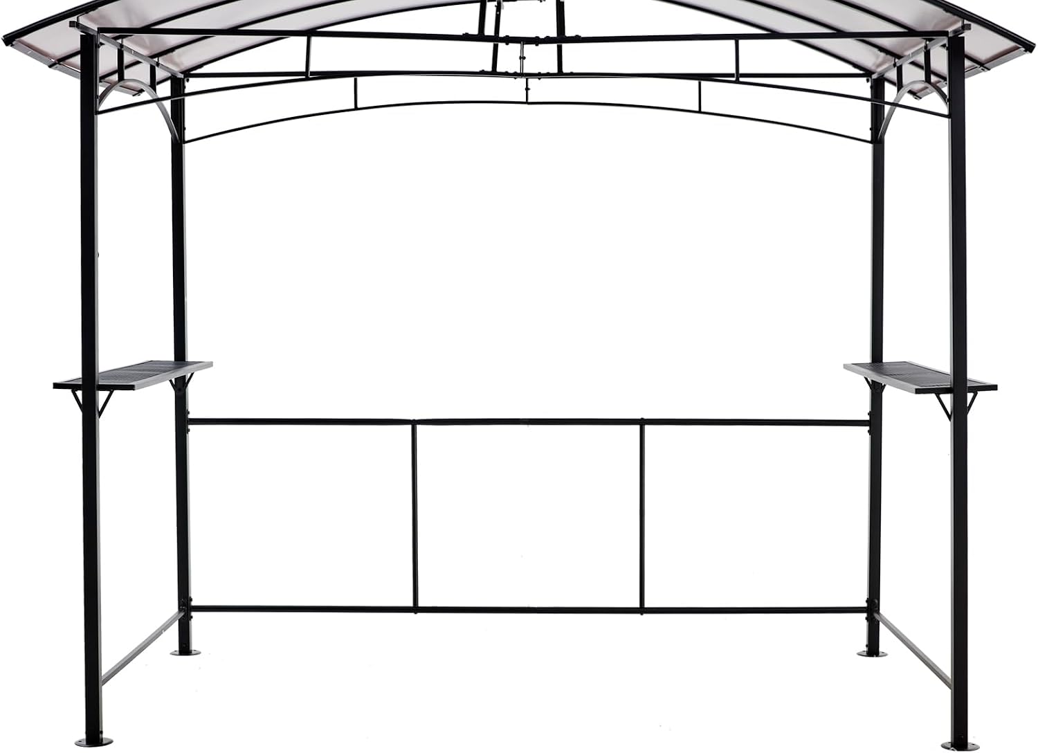 8'x5' Hardtop Grill Gazebo, Outdoor BBQ Gazebo with Interlaced Vented Polycarbonate Roof, Permanent Hard Top Gazebo with Two Shelves, Steel Barbeque Grill Canopy for Patio, Deck, Backyard and Garden