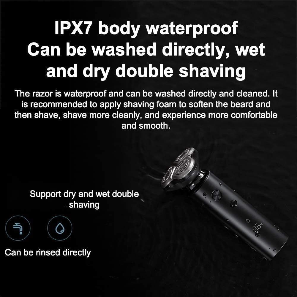 Electric Razor for Men, Wet & Dry Mens Razors for Shaving Electric Cordless,Rotary Razors Electric Shavers for Men IPX7 Waterproof Rechargeable, LED Display,Black
