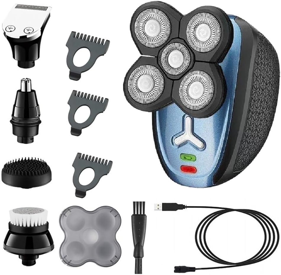 Head Shaver for Men, 5 in 1 Grooming Men's Wet Dry Electric Shaver for Men Beard Trimmer Facial Electric Razor Rechargeable Bald Head Shaving Machine