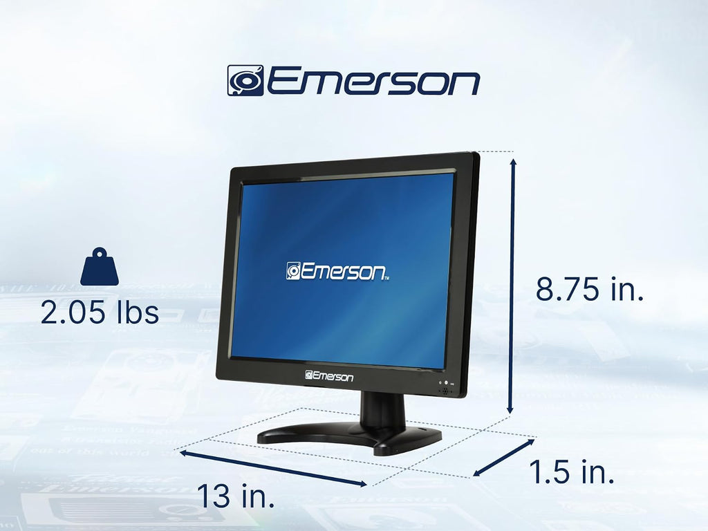 Emerson ET-1300 13.3' Portable Digital TV with Built-in Rechargeable Battery, DC Car Adapter, HDMI, USB, and AV Inputs, Crystal-Clear HD Display, Compact for Travel, Tailgating, and Camping