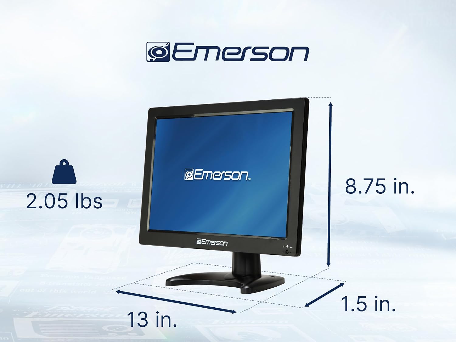 Emerson ET-1300 13.3' Portable Digital TV with Built-in Rechargeable Battery, DC Car Adapter, HDMI, USB, and AV Inputs, Crystal-Clear HD Display, Compact for Travel, Tailgating, and Camping