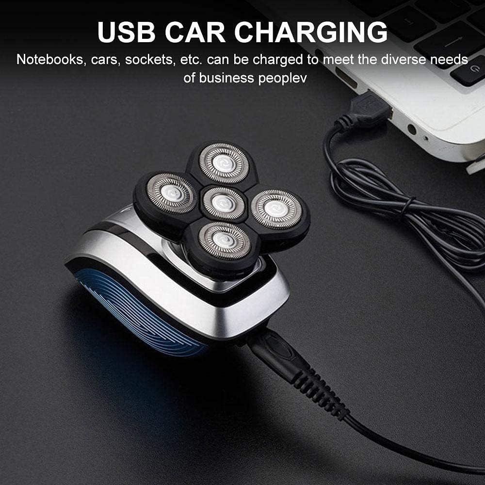 Electric Shaver for Men, 5 in 1 Head Shavers for Bald Men Electric Rotary Razor Beard Trimmer Grooming Kit Waterproof, Faster-Charging USB Rechargeable