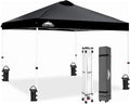EAGLE PEAK Pop Up Canopy Tent with Wheeled Carry Bag, 8 Stakes, 4 Ropes, 4 Weight Bags, Easy Set Up Tent Canopy, 10x10 ft, 100sqft of Shade, Black