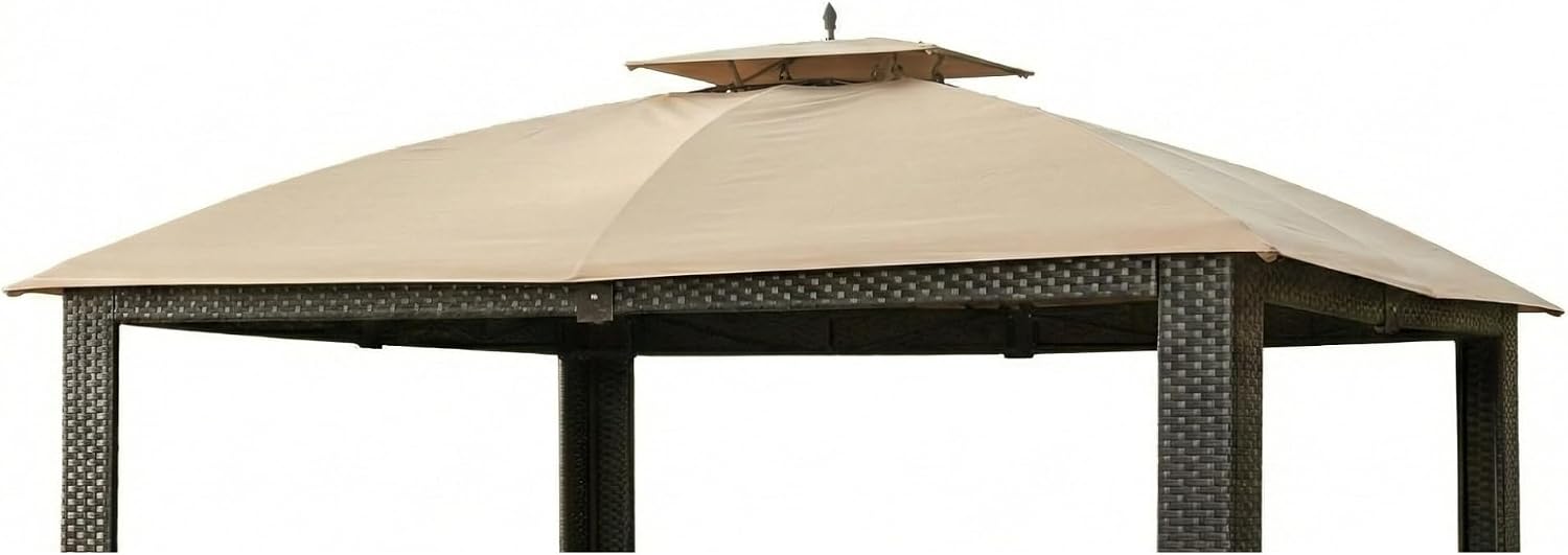 Garden Winds Durable 350 Replacement Canopy Top Compatible with Riviera Sonoma Wicker 10' x 12' Gazebo Models L-GZ815PST, A111012500 - Beige