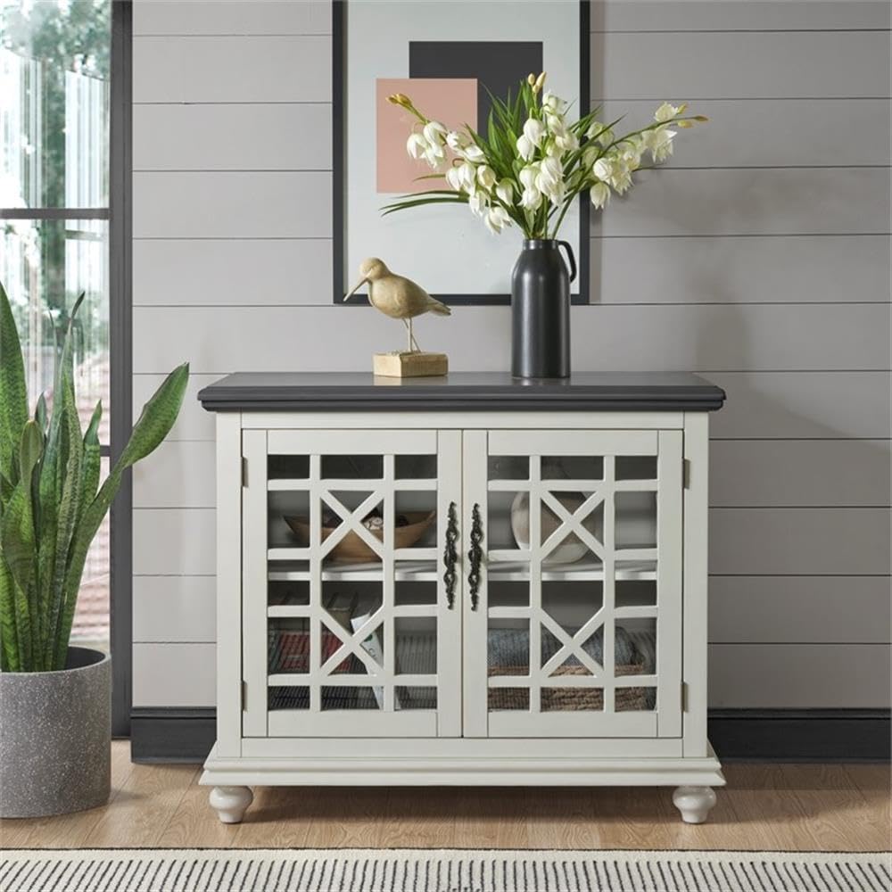 Martin Svensson Home Elegant Small Spaces TV Stand Blue with Coffee Walnut Top