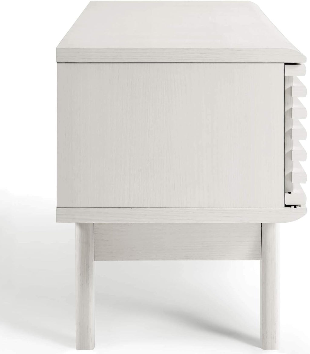 Modway Render Mid-Century Modern Low Profile 59 Inch TV Stand in White