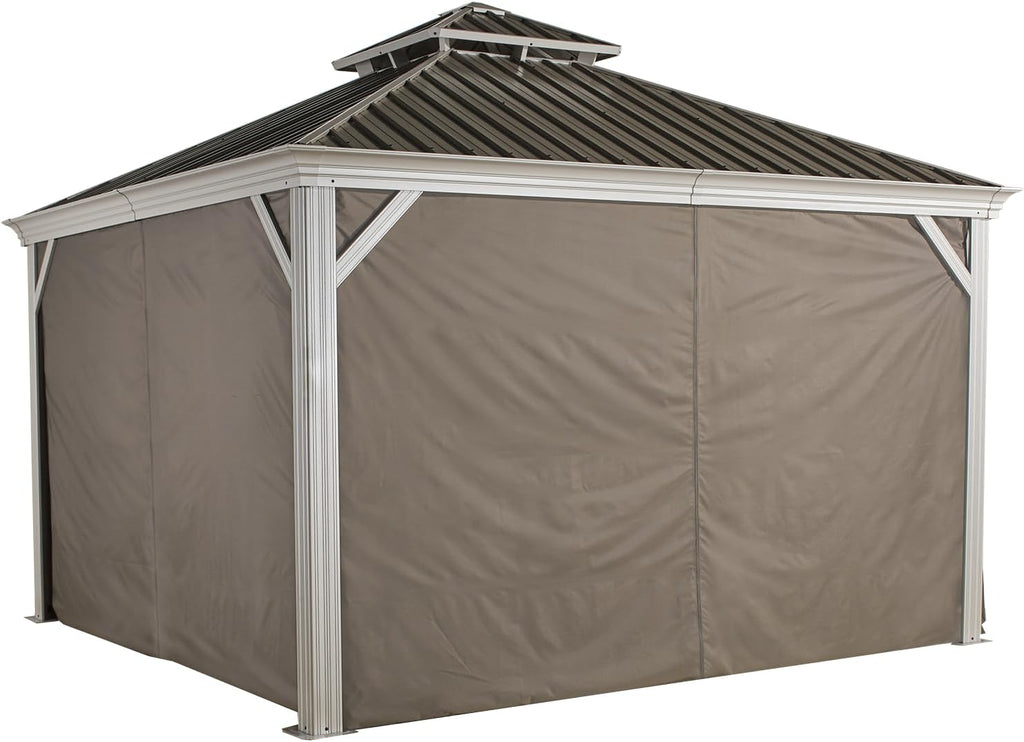 Sojag Taupe Curtains for Monaco/Messina/Mykonos Gazebos, 12 ft. x 12 ft., Spun, Outdoor Shades
