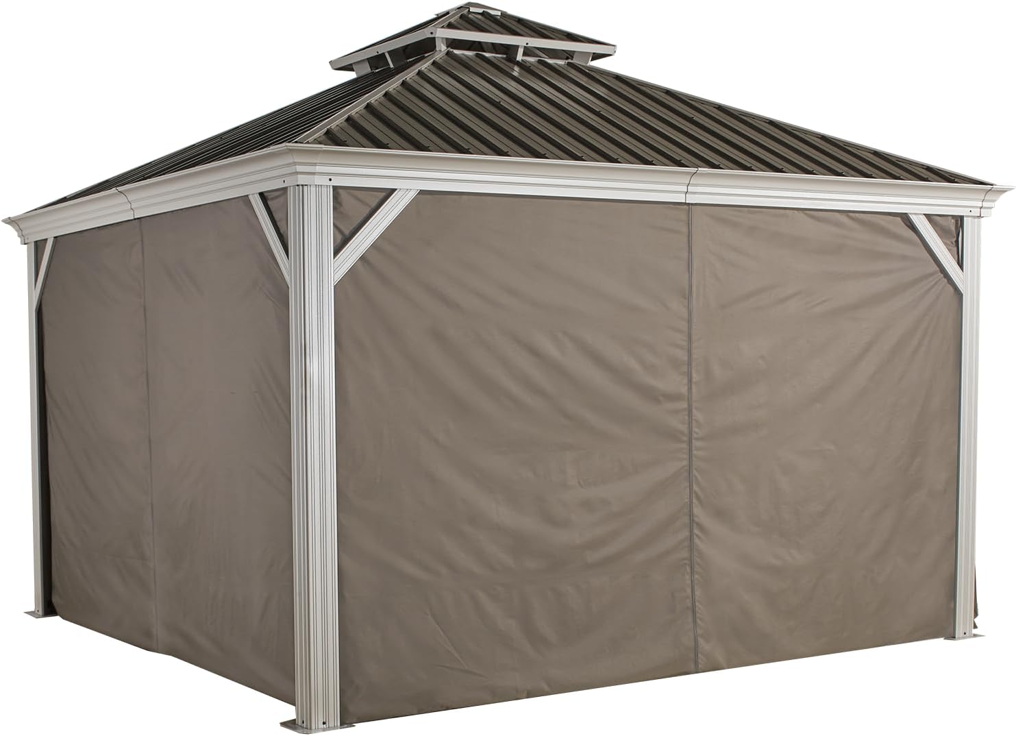 Sojag Taupe Curtains for Monaco/Messina/Mykonos Gazebos, 12 ft. x 12 ft., Spun, Outdoor Shades