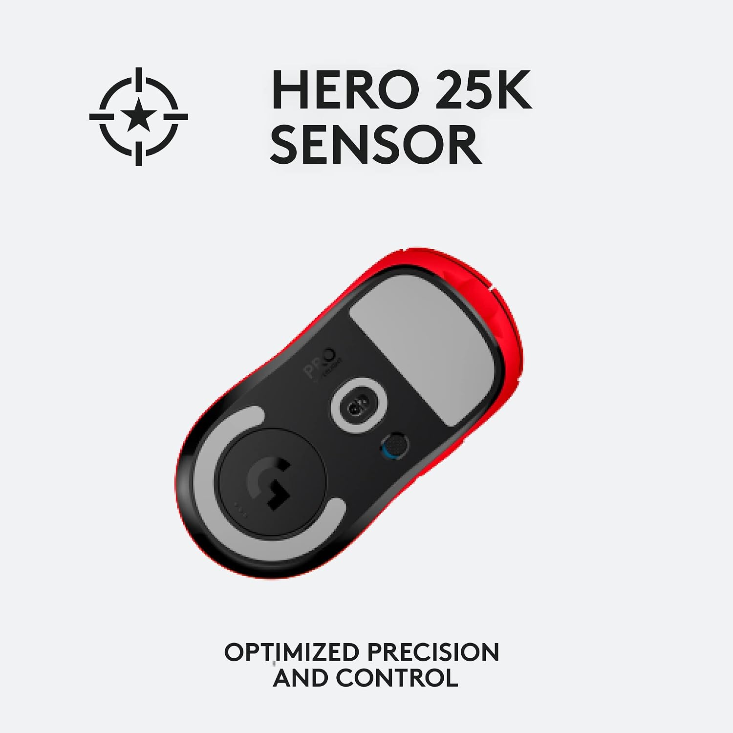 Logitech G PRO X Superlight Wireless Gaming Mouse, Ultra-Lightweight, Hero 25K Sensor, 25,600 DPI, 5 Programmable Buttons, Long Battery Life, Compatible with PC/Mac - Red (Renewed)